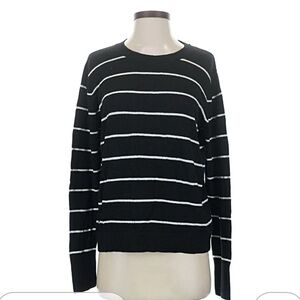 Elegant Black and White Striped Women's Sweater